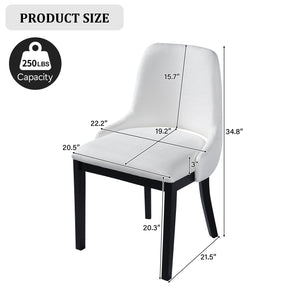 English Elm Wooden Linen Upholstered Dining Chairs Set of 2 — Sturdy Rubber Wood Frame, 300lb Capacity, Farmhouse Appeal Beige+Black N842P300893D