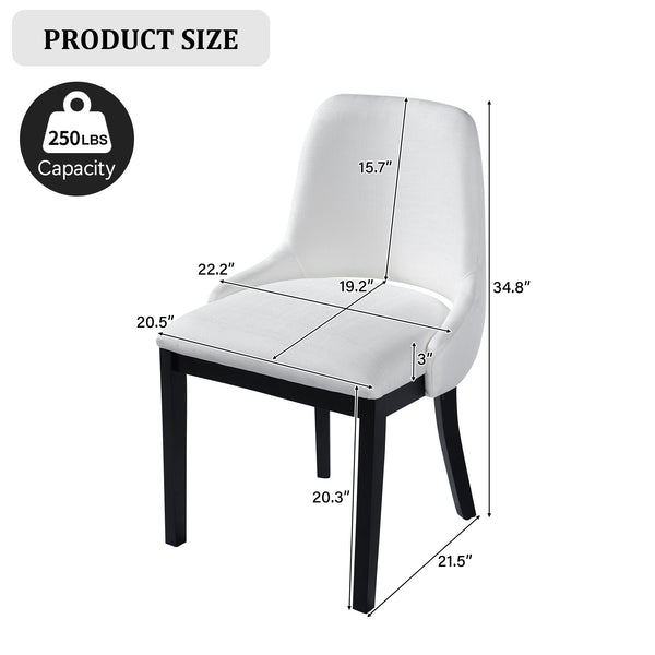 English Elm Wooden Linen Upholstered Dining Chairs Set of 2 — Sturdy Rubber Wood Frame, 300lb Capacity, Farmhouse Appeal Beige+Black N842P300893D