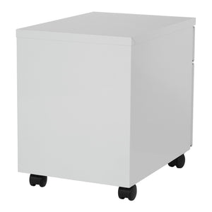 OSP Home Furnishings 22" Mobile Steel File Pedestal with Locking Drawers for Office or Standing Desk Use White PM22BF-WH