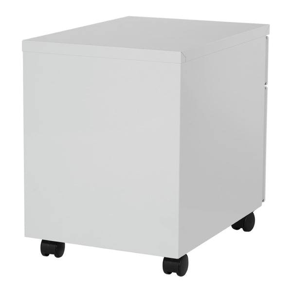 OSP Home Furnishings 22" Mobile Steel File Pedestal with Locking Drawers for Office or Standing Desk Use White PM22BF-WH