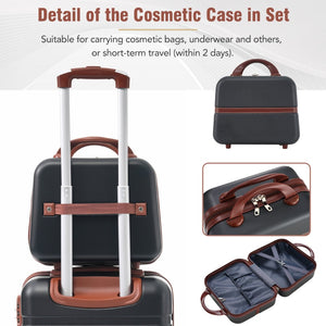 English Elm Hardshell 3 Piece Abs Spinner Luggage Set with Tsa Lock Lightweight Travel Suitcases Black N732P171585B