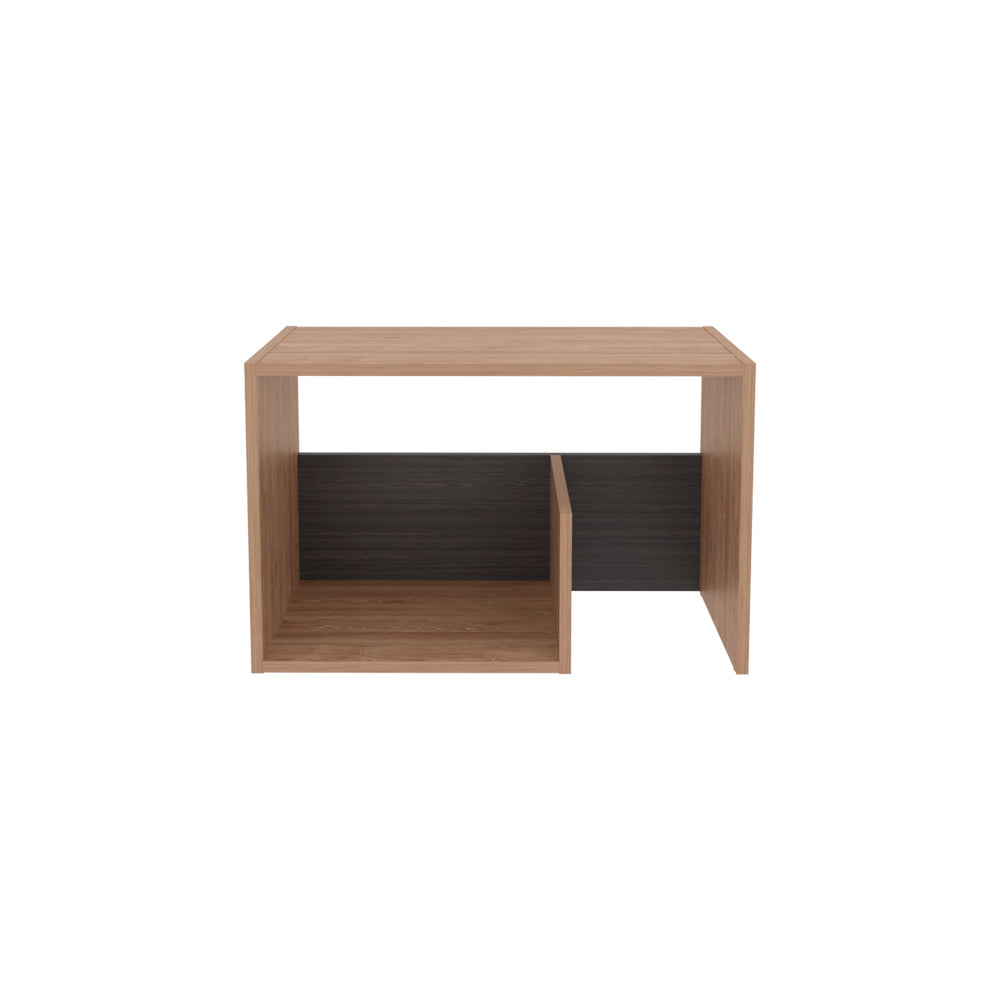 English Elm Side Table Sallis — Compact Engineered Wood Accent Table with Open Shelf, Portable Space-Saving Design Beige B092P309177
