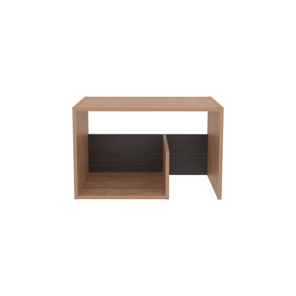 English Elm Side Table Sallis — Compact Engineered Wood Accent Table with Open Shelf, Portable Space-Saving Design Beige B092P309177