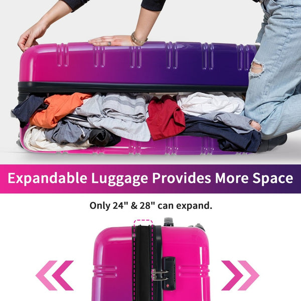 English Elm Hardshell Polycarbonate 3 Piece Luggage Set Spinner Wheels Tsa Lock Expandable Travel Multicolor Purple N732P184448Z