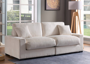English Elm Modular Sectional Sofa with Corduroy Upholstery, 5-Seater Oversized Convertible L/U Shape, Cloud-Like Comfort and Easy Assembly Cream B205S00011