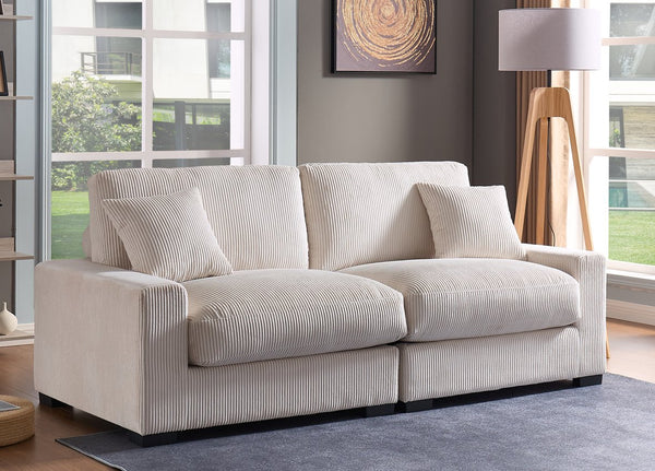 English Elm Modular Sectional Sofa with Corduroy Upholstery, 5-Seater Oversized Convertible L/U Shape, Cloud-Like Comfort and Easy Assembly Cream B205S00011