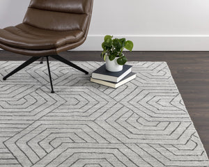 Sunpan Mazey Hand-Loomed Rug - Unique Hexagon Design by Skilled Artisans, Soft Viscose for Modern Elegance 8' X 10'