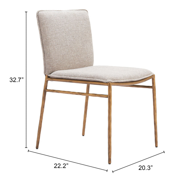 Nordvest Dining Chair Beige & Gold 110275 Zuo Modern