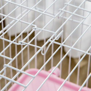 English Elm Pet Rabbit Hutch with Wheels Multi-level Metal Cage for Small Animals Indoor Use T3971P436696