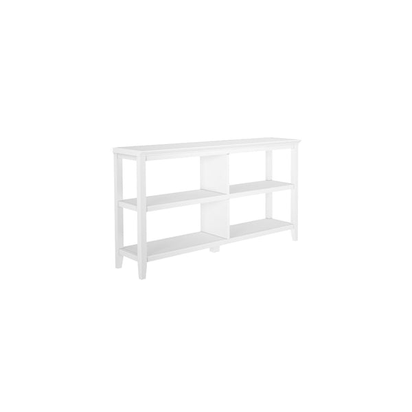English Elm Wood Open Shelf Bookcase Walnut Finish Mid Century Modern Low Profile Living Room White B2751P436405