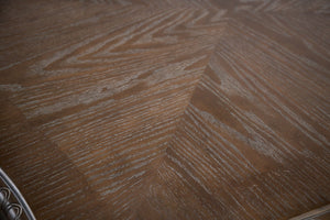 English Elm Vintage Luxury Dining Room Furniture Set - Weathered Oak 7-Piece Table & Beige Tufted Chairs B2741S00752-GIGA