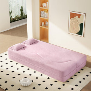 English Elm Modern Corduroy Floor Sofa Foldable Twin Sleeper Foam Filled for Compact Living Spaces Pink W1885P435358