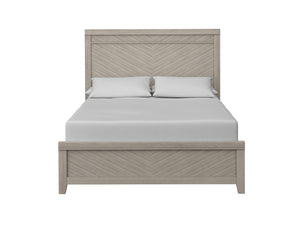 English Elm King Panel Bed with Elegant Transitional Styling, Solid Wood & MDF Frame, Centerpiece Bedroom Focal Point Light Gray 81.75 L x 21.75 W x 3.5 H B2699S00053