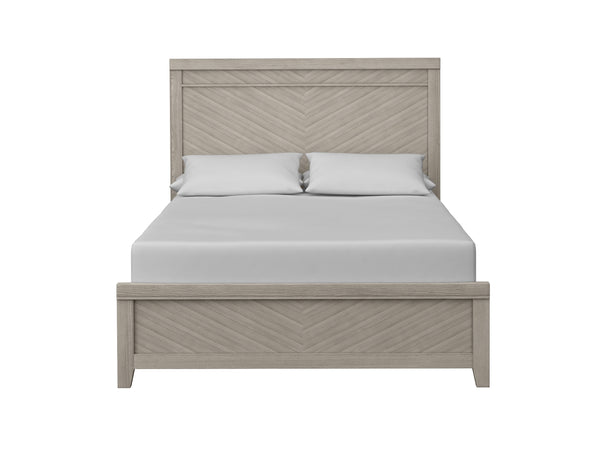 English Elm King Panel Bed with Elegant Transitional Styling, Solid Wood & MDF Frame, Centerpiece Bedroom Focal Point Light Gray 81.75 L x 21.75 W x 3.5 H B2699S00053