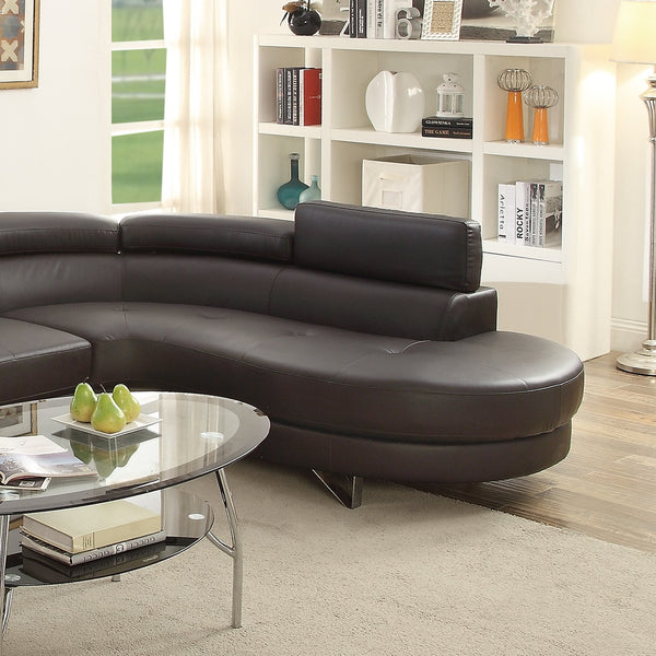 English Elm Luxurious Modern 2-Piece Sectional Sofa Set with Adjustable Flip-Up Headrests, Espresso or Grey Bonded Leather B011S01058