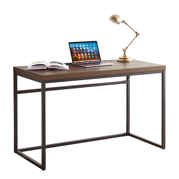 English Elm Home Office Writing Desk with Steel Frame and Scratch Resistant Two Tone Surface Walnut W3151P400582