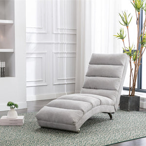 English Elm Linen Ergonomic Massage Chaise Lounge with Remote Control, 140° Recline, Heavy-Duty Frame, 5 Modes LIGHT GREY W39539625