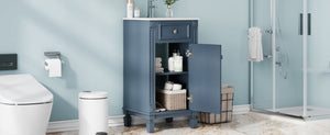 English Elm 18-inch French Country Freestanding Bathroom Vanity Rubberwood Cabinet with Ceramic Sink Blue N710P371187C