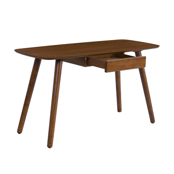 English Elm Christopher Knight Home® - Study Computer Desk 53" Walnut MDF Writing Table with Drawer, Figure-Eight Legs, Spacious Work Surface N770P323356D