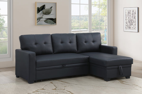 English Elm Convertible Upholstered Sectional Sofa with Pull-out Chaise Sleeper and Storage B2730S00008