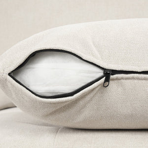 English Elm SKU 3 OF N719S001580A Beige Chenille U-Shaped Sofa Bed with Pull-Out Mechanism & 2 Pillows, Cozy Durable Lounge N719P185594A