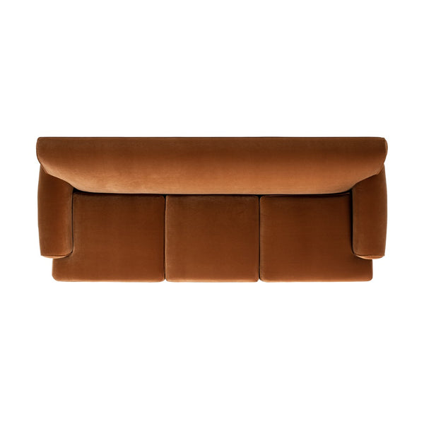 English Elm Alana Velvet Three Cushion Sofa Hardwood Frame Tight Back Living Room Seating B2719P479037