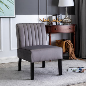 English Elm Reese Mid Century Modern Velvet Accent Chairs Set of 2 — Channel Tufted Comfort with Solid Wood Legs and Luxurious Upholstery Grey B2735P271032