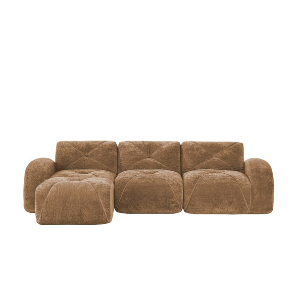 English Elm L-shaped Velvet Cloud Sectional Sofa Modular Tufted Design with Ottoman for Living Room W714S01598