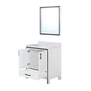 English Elm White Bath Vanity 30 in. W x 22 in. D with White Quartz Top, Soft-Close Drawer, 28 in. Mirror Included B2731S00802