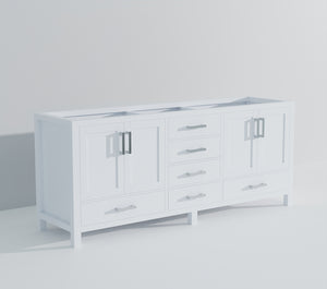 English Elm White Double Bath Vanity 84-in W x 22-in D with Soft-Close Drawers, 14 Drawers & Cabinet Storage B2731P258963