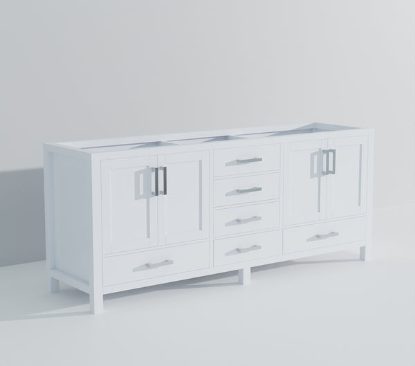 English Elm White Double Bath Vanity 84-in W x 22-in D with Soft-Close Drawers, 14 Drawers & Cabinet Storage B2731P258963