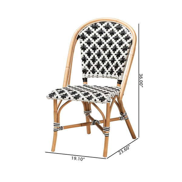 English Elm Mid-century Woven Rattan Dining Chair with Circular Back and Black Lacquered Legs B2750P467658