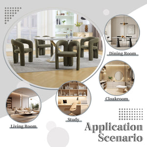 English Elm Contemporary Velvet Upholstered Barrel Accent Chair with Curved Support, Foam Seat, Steel Frame Finish Olive Green W395P224759