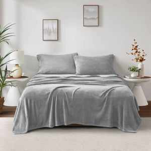 JLA Home True North by Sleep Philosophy - Micro Plush Sheet Set by Sleep Philosophy — Ultra-Soft Brushed, Lightweight Warmth, OEKO-TEX Certified Bedding Grey BL20-0870