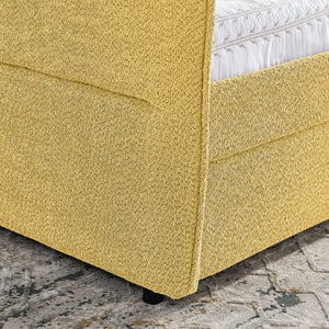 English Elm Queen Boucle Tufted Daybed Sofa with Storage Drawers Eucalyptus Frame Guest Room Yellow W1413S00180