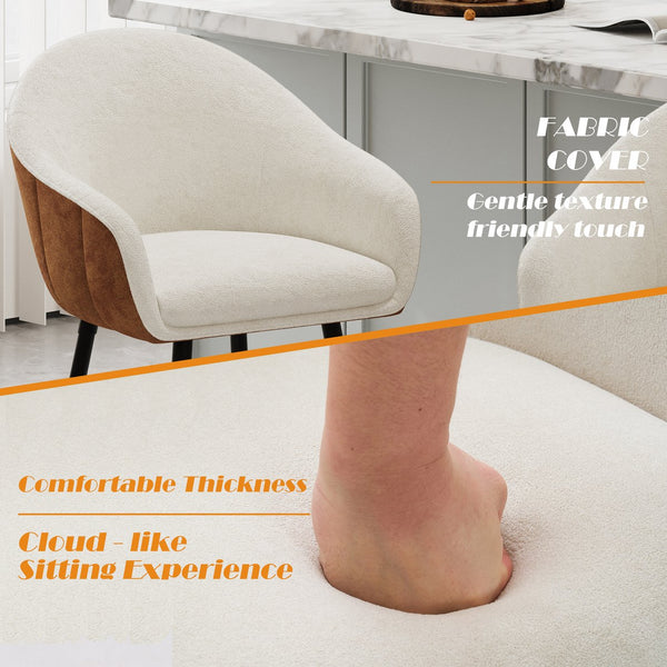 English Elm Christopher Knight Home® - 26.5'' Modern-Style Counter Height Bar Stools with Two-Tone Beige Brown Upholstery and Metal Legs, Cushioned Comfort for Kitchen Island and Home Bar (26.5" Seat) N780P225243B