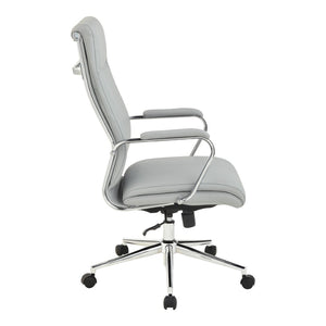 OSP Home Furnishings High Back Ergonomic Manager Chair with Antimicrobial Fabric Chrome Arms and Lumbar Support High Steel 920350C-R112