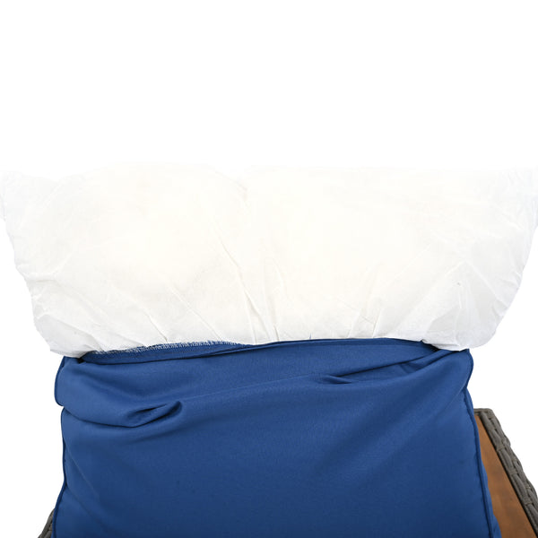 English Elm K&K 8-Piece Wicker Patio Set with 360° Swivel Rockers, Acacia Storage Table, Durable Cushions Blue+Brown N707S000016E