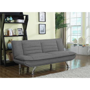 English Elm Erika Modern Grey Sofa Bed with Grid Stitching, Chrome Legs, Pillow-Top Comfort & Sturdy Build B062P357825