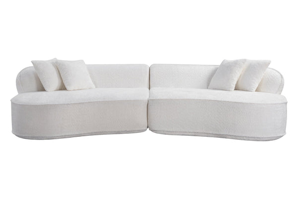 English Elm Modern Boucle Oversized L-shaped Sectional Sofa with Sculptural Curved Silhouette White W5515S00001