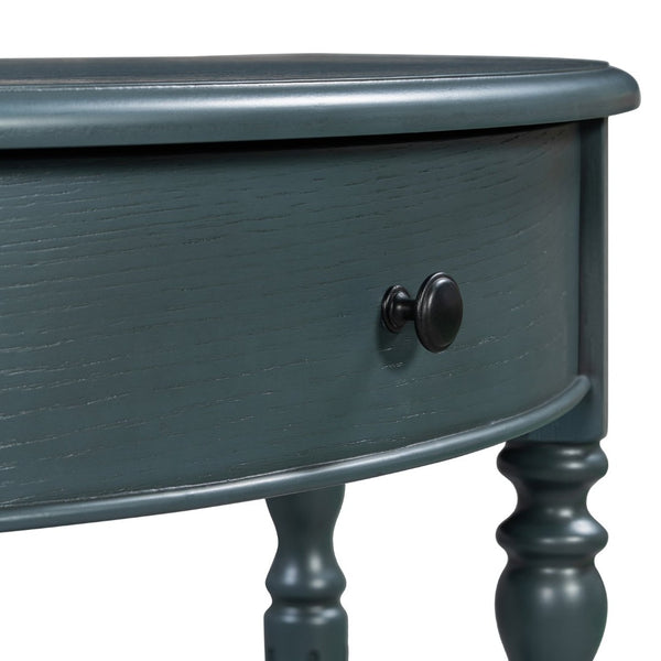English Elm Trexm Farmhouse Half Moon Entryway Console with Drawer Open Shelf Pine Legs Navy N715P383795M