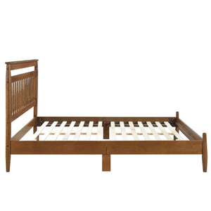 English Elm Transitional Queen Platform Bed with Arts & Crafts Inspired Wood Frame, Warm Finish, Slat Support Chestnut 60 L x 24.75 W x 6 H B011P207873