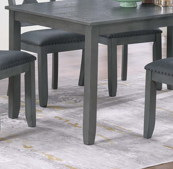 English Elm Gray 7pc Dining Set with Rectangular Table & Cushioned X-Cross Back Chairs, Nailhead Trim, 60" spacious B011P348932