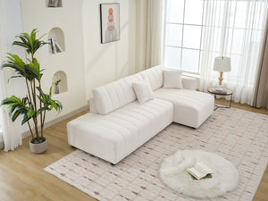 English Elm Scandinavian Channel Tufted L Shaped Sectional Sofa with Plush Foam Cushioned Seating B2730S00042