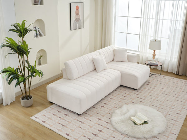 English Elm Scandinavian Channel Tufted L Shaped Sectional Sofa with Plush Foam Cushioned Seating B2730S00042