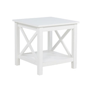 English Elm Square Pine Wood End Table with Open Shelf White Farmhouse Style for Living Rooms B016P473413