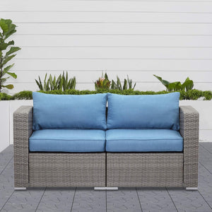English Elm 59" Modular Pe Rattan Outdoor Loveseat Set with Uv Resistant Olefin Cushions for Patios B082P455122