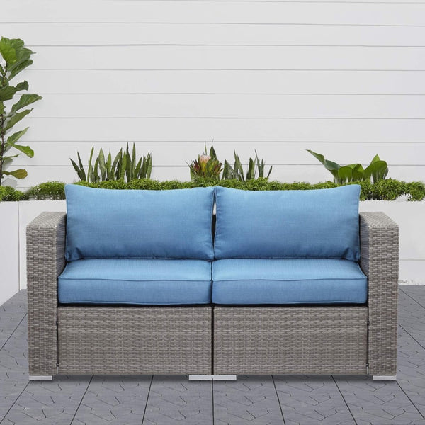 English Elm 59" Modular Pe Rattan Outdoor Loveseat Set with Uv Resistant Olefin Cushions for Patios B082P455122