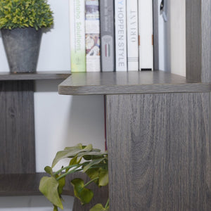 English Elm 90cm Five Tier L Shaped Corner Bookcase Open Wood Shelving for Home Office or Living Room W2899P444159
