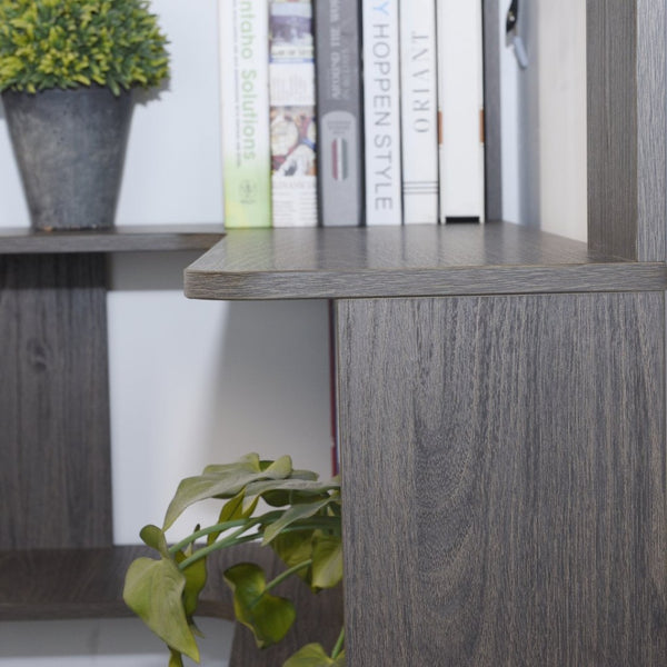 English Elm 90cm Five Tier L Shaped Corner Bookcase Open Wood Shelving for Home Office or Living Room W2899P444159